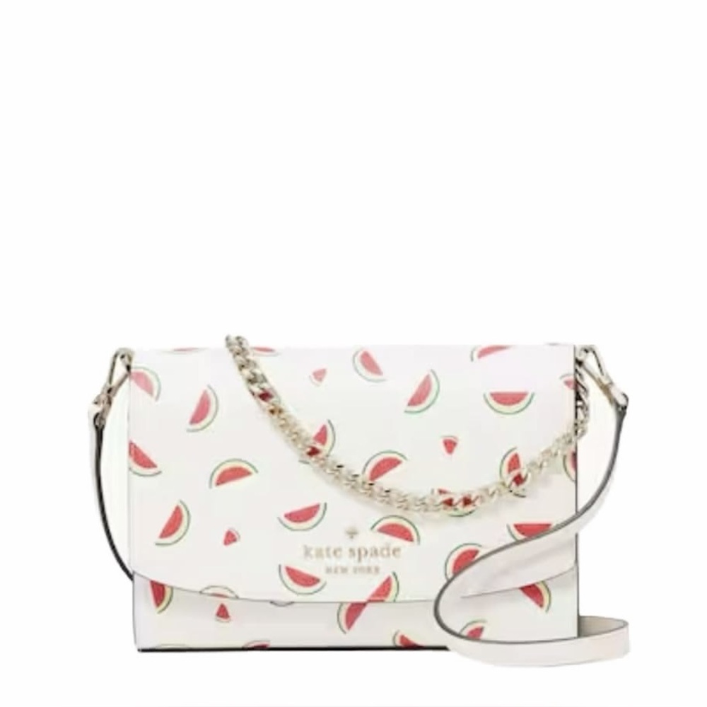 Kate Spade White Watermelon Print Leather Chain Crossbody - NWOT